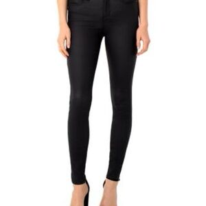 NWT Liverpool Los Angeles Black Coated Denim ABBY Skinny Jeans. Size 14.